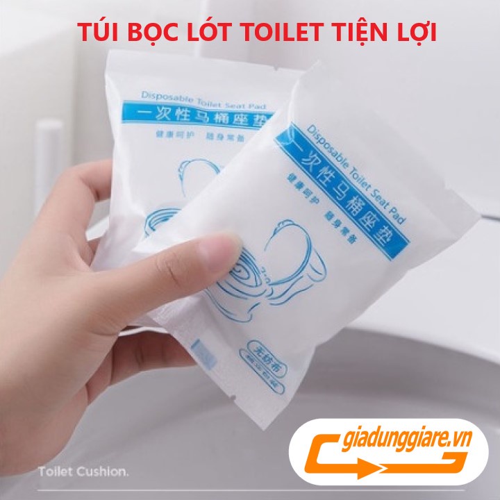 (Gói 10 cái) Bọc lót nắp bồn cầu toilet dùng gia đình sạch sẽ không thấm nước tiện mang theo văn phòng du lịch đi học