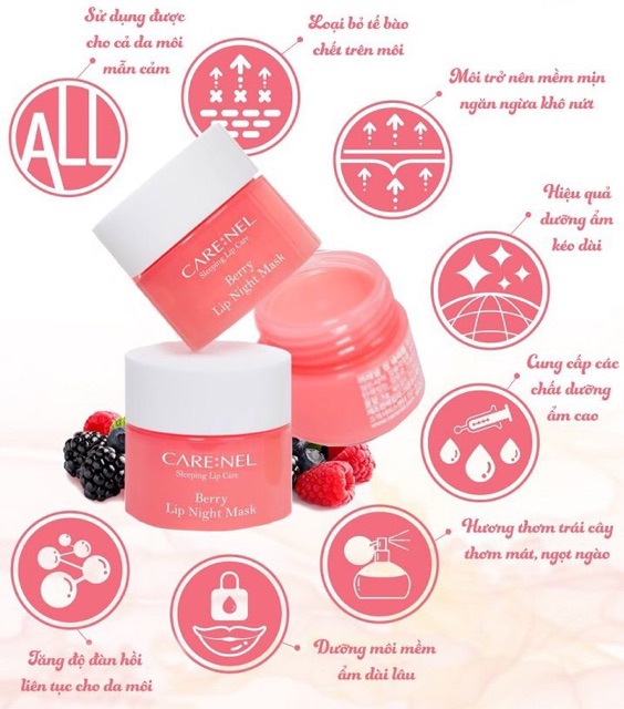 Mặt nạ ngủ môi berry CARENEL LIP SLEEPING MASK 23g