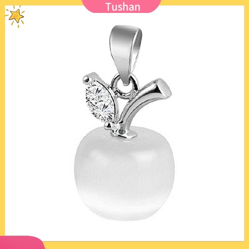 Cô gái Apple Hình dạng Faux Opal Khối Zirconia Bạc Mạ Mặt dây chuyền cho vòng cổ