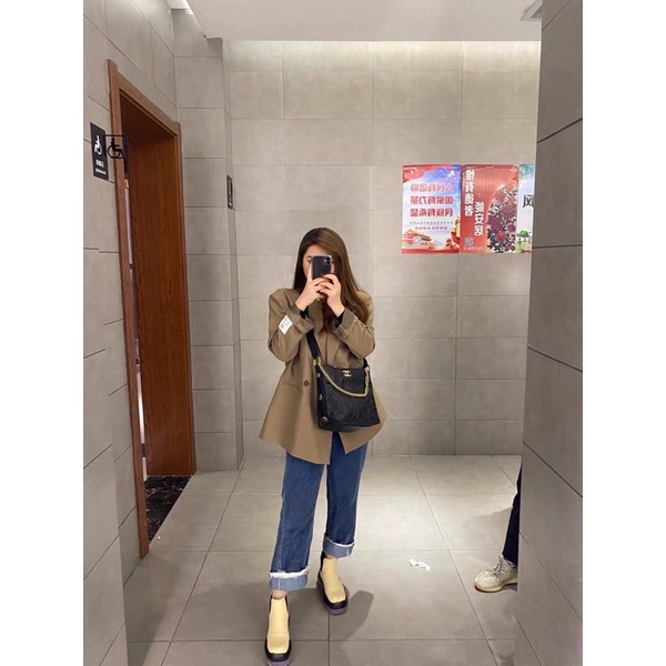 Áo khoác blazer cổ vest form rộng màu vintage