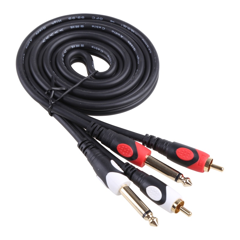 Cáp Chữ Y Nối Dài Chuyển Đổi Đầu Cắm RCA Kép Sang Hai Cổng Cắm RCA 6.35mm 1 / 4 &quot;(6.35mm) TS