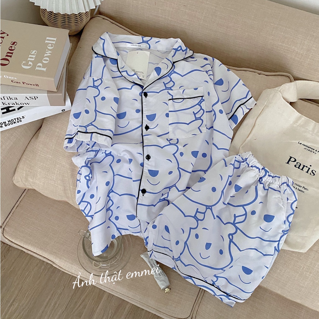 Bộ đồ ngủ nữ pijama ngắn, bộ mặc nhà kimono emmeishop