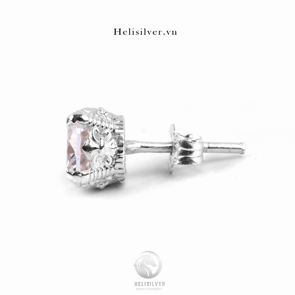 Khuyên tai bạc nam, nữ HeliSilver Dragon Claw CH - 7mm bạc s925 KTB171