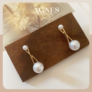 Khuyên tai nữ nụ lồng hạt trai xoắn dây rơi AGNES K1012