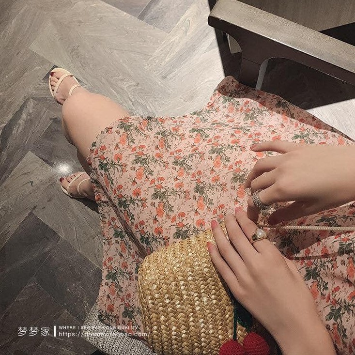 Đầm nữ đi chơi dự tiệc hoa nhí tay ngắn chất vải voan lụa mềm xanh hồng trắng | BigBuy360 - bigbuy360.vn