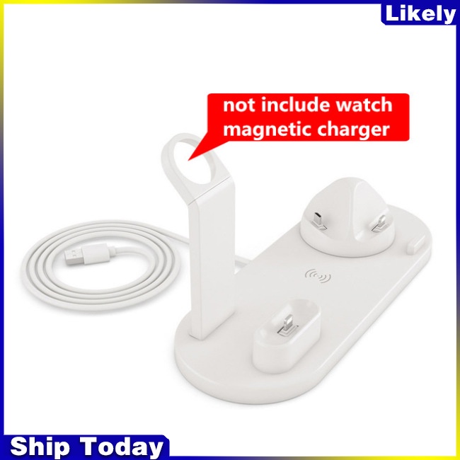 Đế Sạc Nhanh Không Dây 4 Trong 1 10W Cho Apple Watch 5 4 3 Airpods Pro iPhone 11 XS XR X