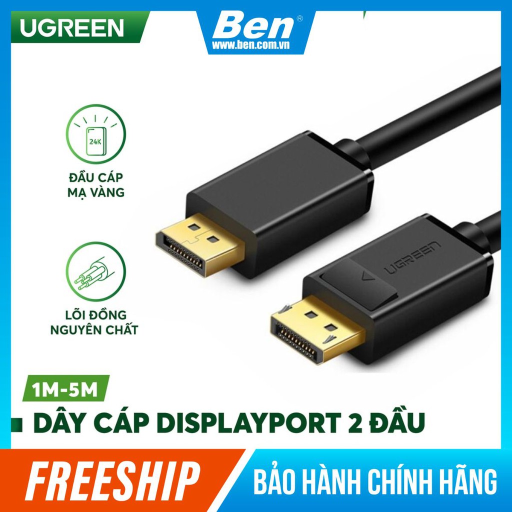 Dây cáp DisplayPort 2 đầu đực tốc độ 21.6Gbps UGREEN DP102