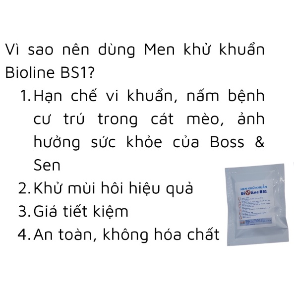 Men khử khuẩn khử mùi cát vệ sinh mèo Bioline BS1