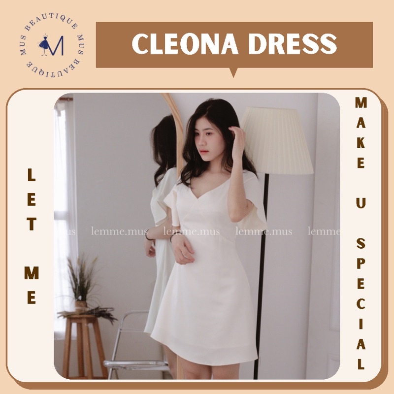 Đầm Xoè Cổ V Khoét Ngực Hở Lưng Buộc Dây Sau Tay Cánh Tiên MUS CLEONA DRESS