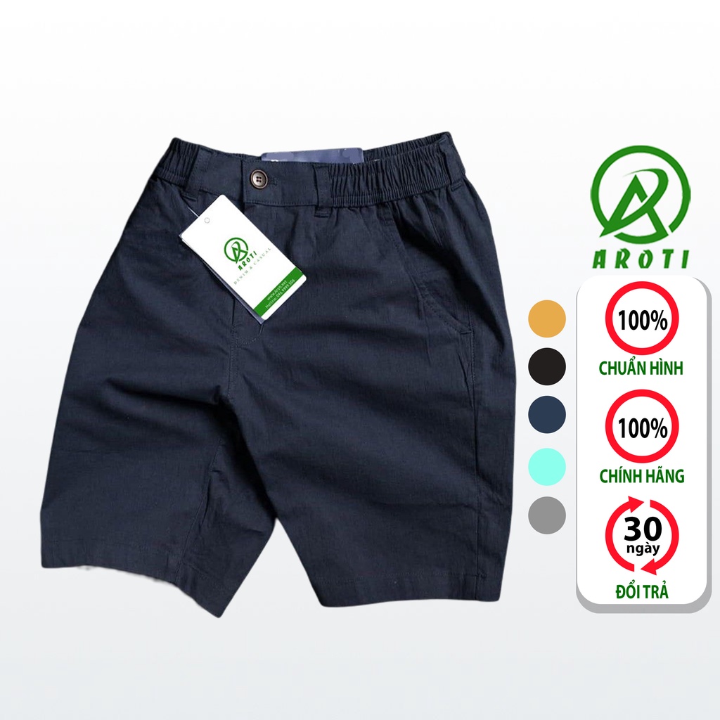Quần Short Nam AROTI Ống Rộng Chất Đũi Đẹp Cao Cấp,Co Giãn Tốt,Mặc Siêu Mát Và Thoải Mái Dáng Suông Ngắn Đủ Size QN02-XT