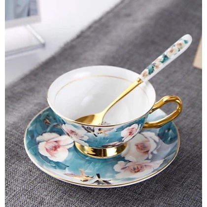 Bộ ấm trà chiều sứ xương Bone hoa đỗ quyên