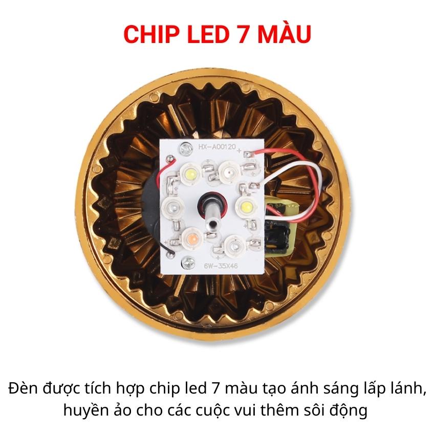 Đèn led quẩy trang trí phòng 7 màu quay 360 độ đuôi xoáy, có đuôi bóng xoáy đi kèm,dùng cho bar,vũ trường SHOPVINSEN