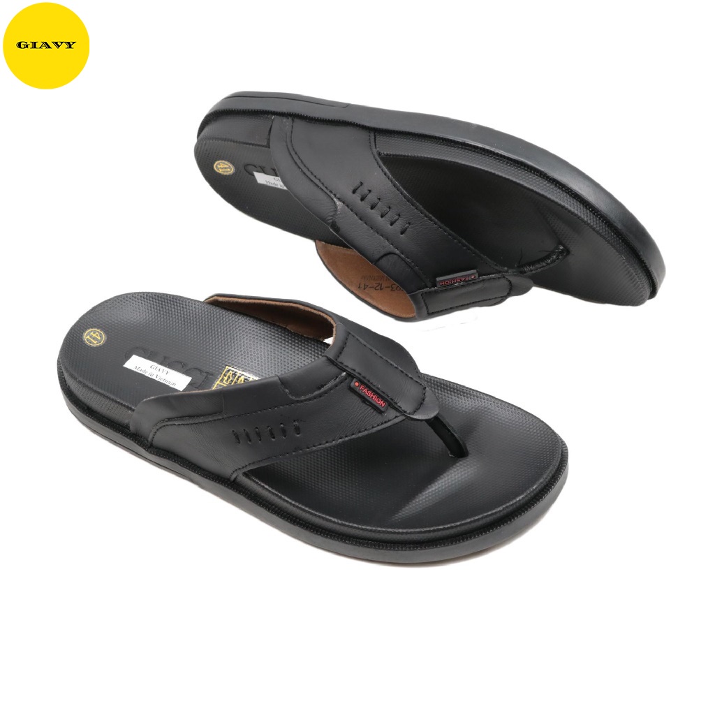 Dép kẹp nam, dép kẹp quai da đế cao DU5793/12 - GIÀY GIAVY