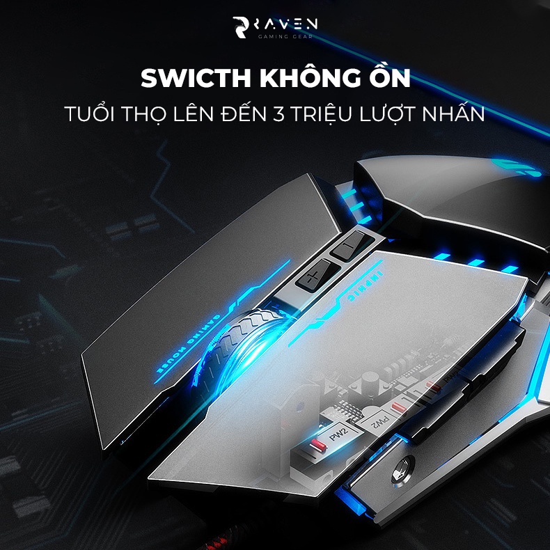 Chuột gaming có dây TEKKIN INPHIC PW2 chuột chơi game máy tính LED 12 màu, khung kim loại, 4000DPI cá tính
