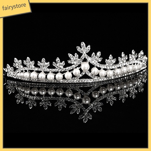 Vương Miện Công Chúa Đính Ngọc Trai Giả Sang Trọng Cho Cô Dâu