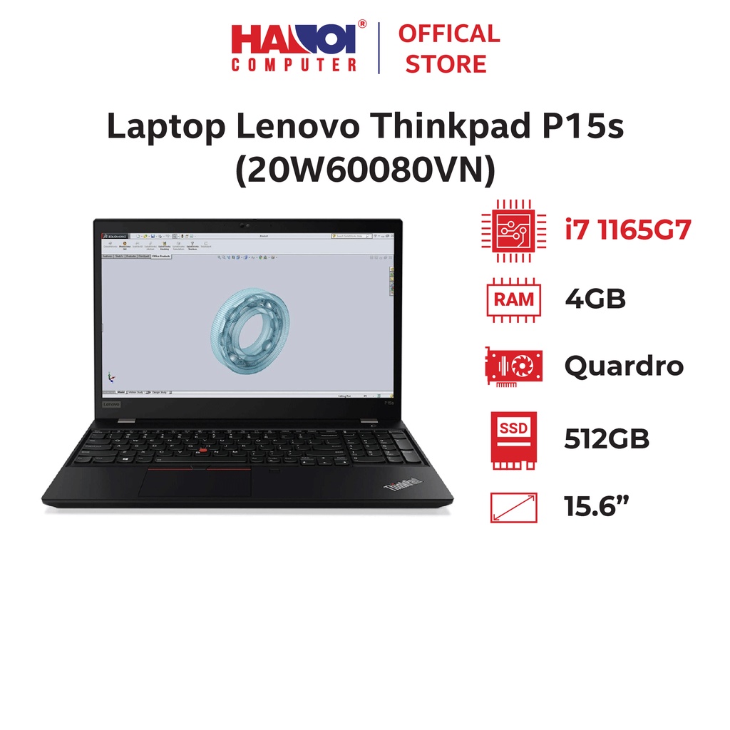 Laptop Lenovo Thinkpad P15s (20W60080VN) (i7 1165G7/16GB RAM/512GB SSD/15.6 FHD/Quardro T500 4Gb/Win10 Pro/Xám)