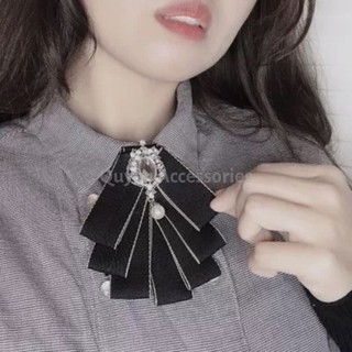 [FREESHIP] Nơ cổ áo handmade/ Nơ cổ áo đen nhiều lớp đính đá/ Nơ cổ áo công sở