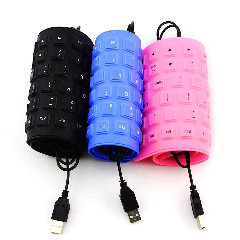 Bàn Phím Silicone Dẻo Chống Thấm Nước Có Dây Usb Gấp Gọn Linh Hoạt Cho Pc Laptop Notebook