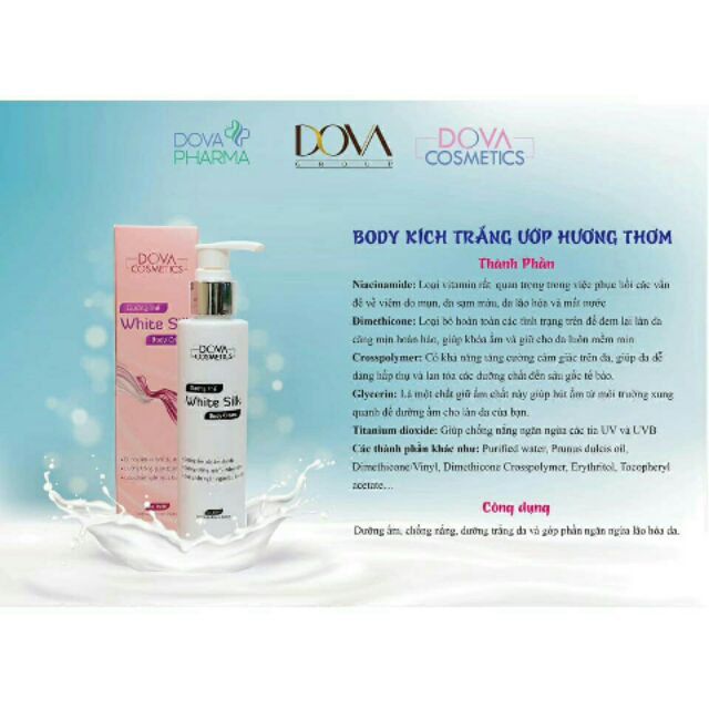 Kem body kích trắng dova cosmetics ( white silk body cream)