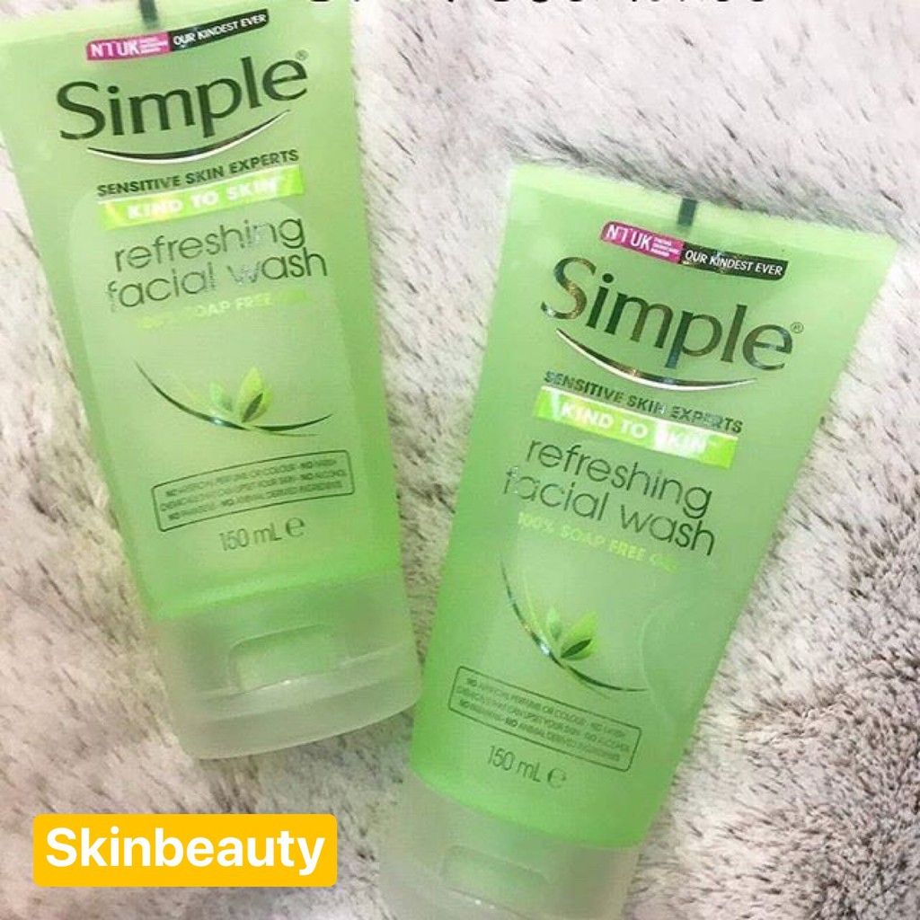 Sữa Rửa Mặt Simple Gel Kind To Skin Refreshing Facial Wash Gel 150ml -HÀNG CHÍNH HÃNG | BigBuy360 - bigbuy360.vn