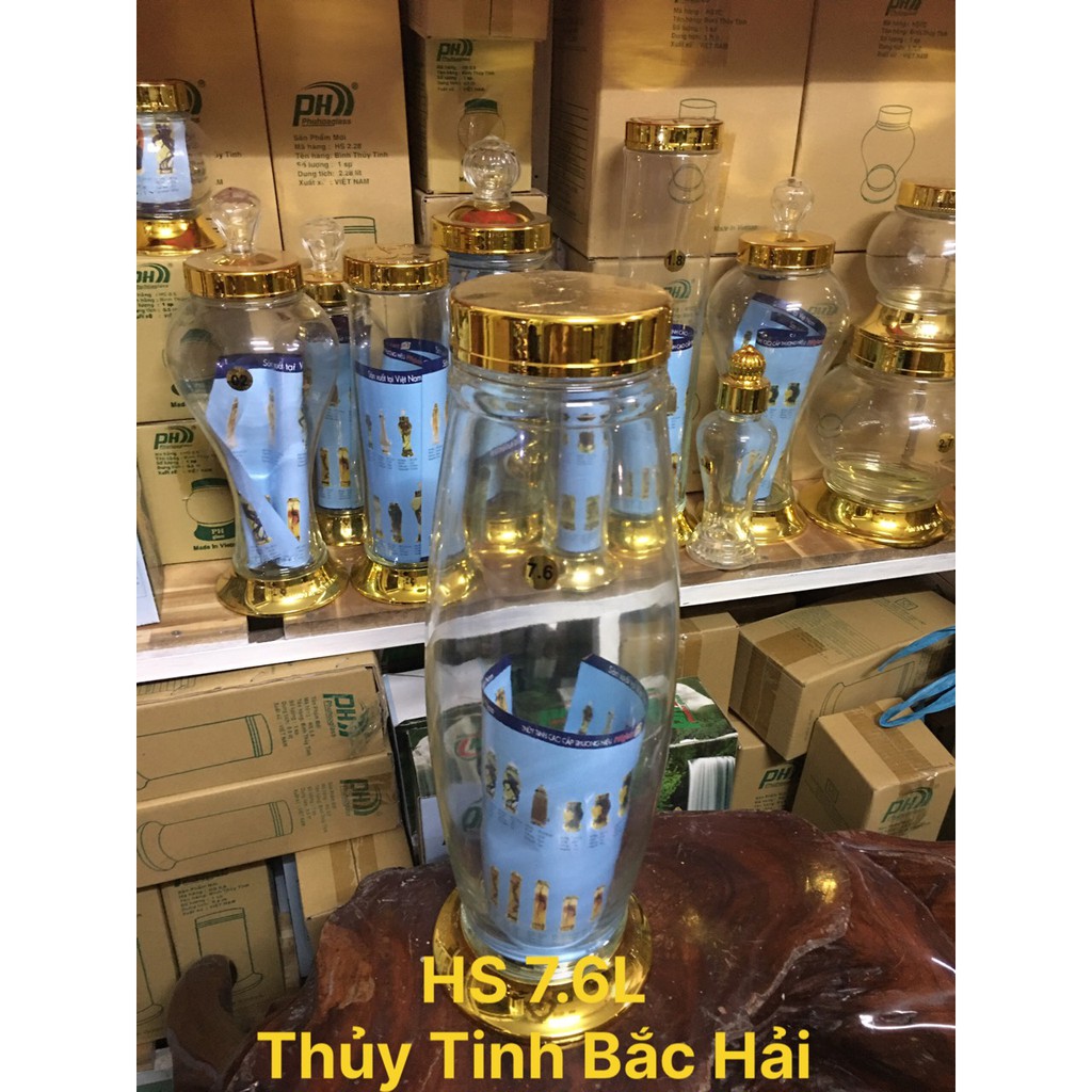 BÌNH THỦY TINH VÀ HŨ THỦY TINH NGÂM RƯỢU HS7.6L SX Tại Viêt Nam - THỦY TINH BẮC HẢI