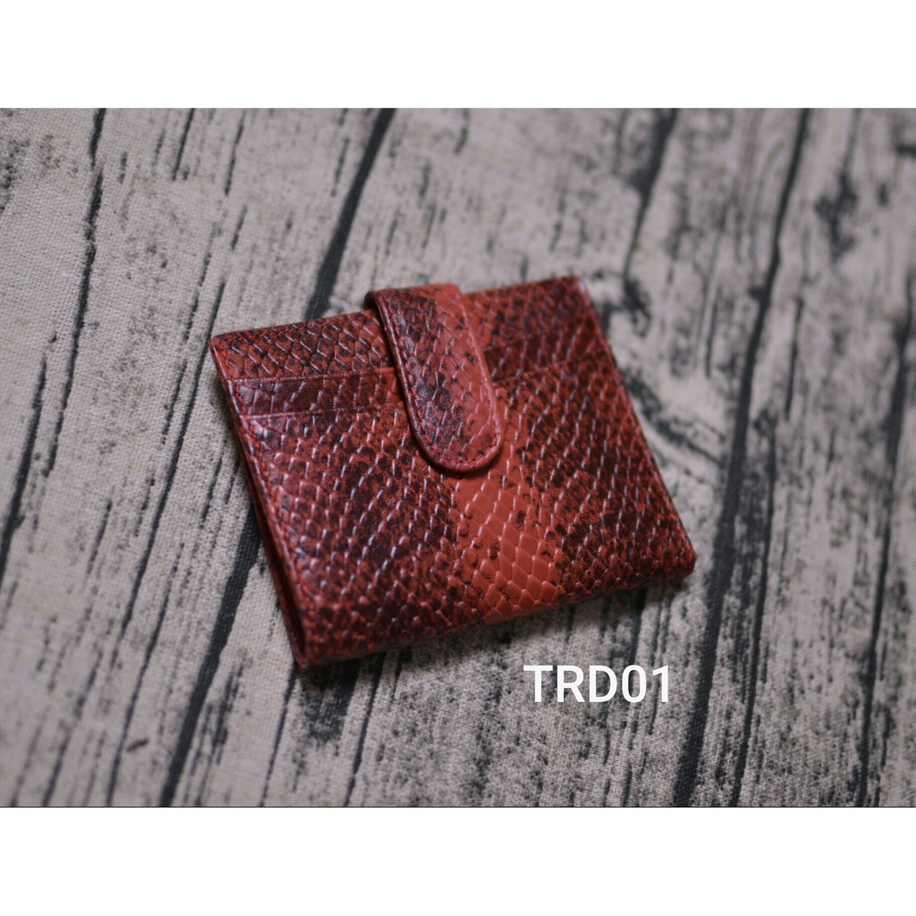 Ví nữ mini cao cấp da bò dập vân trăn đỏ VMN01