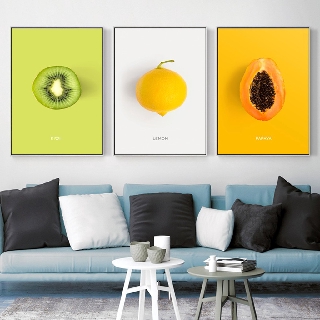 Bộ 3 tranh canvas treo tường trái cây decor quán nhiều mẫu LIN - 30 x 45 cm x 3 tranh