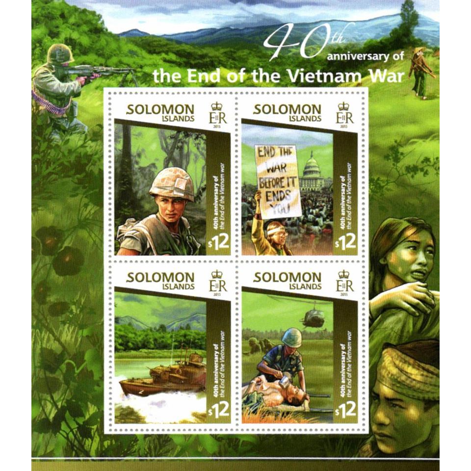 Tem sưu tập Tem Đảo Solomon 2015 Kỷ niệm 40 năm kết thúc chiến tranh ở Việt Nam ( 2 block )