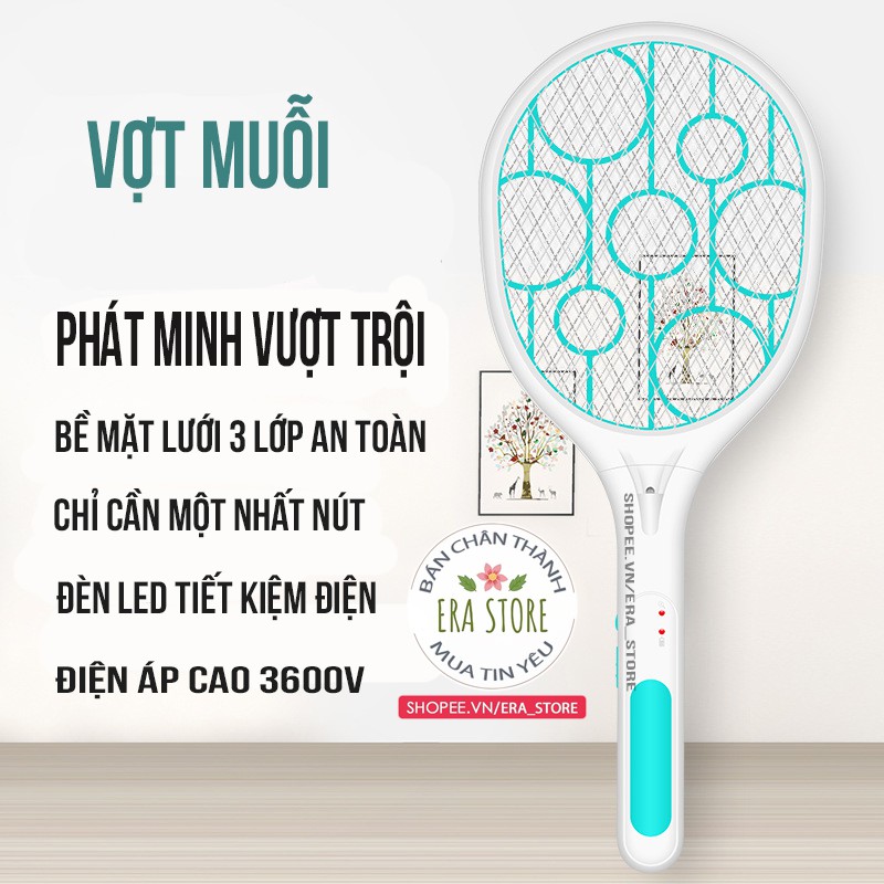 [HỮU ÍCH] Vợt bắt muỗi tích điện 3600v tích hợp đèn LED độ sáng rộng 3m2 3 lớp lưới an tòan pin bền bắt muỗi hiệu quả