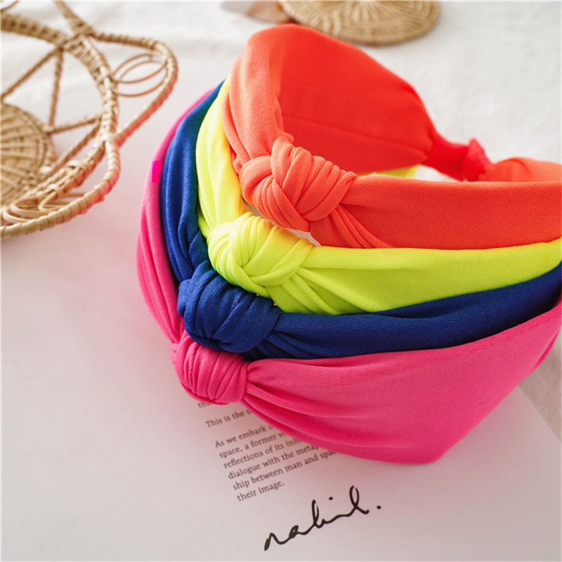 Băng Đô Vải Bản Rộng Thắt Nút Màu Sắc Tươi Sáng Tươi Tắn Cho Nữ