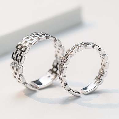 Nhẫn nam nữ tròn Asta Accessories màu bạc thời trang chất Titan đẹp đơn giản không gỉ - Nhẫn đôi Las Ring