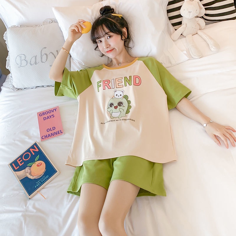 Đồ Ngủ Tay Ngắn Dáng Rộng In Hoạt Hình Phong Cách Hàn Quốc Thời Trang Mùa Hè Thoải Mái Xinh Xắn Cho Nữ | BigBuy360 - bigbuy360.vn