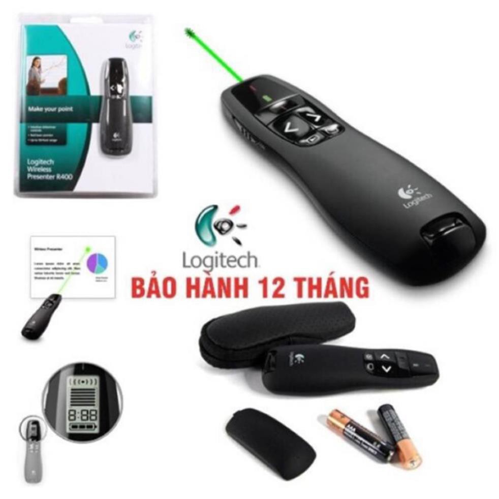 Bút trình chiếu Logitech R400 - Phạm vi sử dụng lên đến 15 mét - Bảo hành 12 tháng - Cam kết lỗi 1 đổi 1