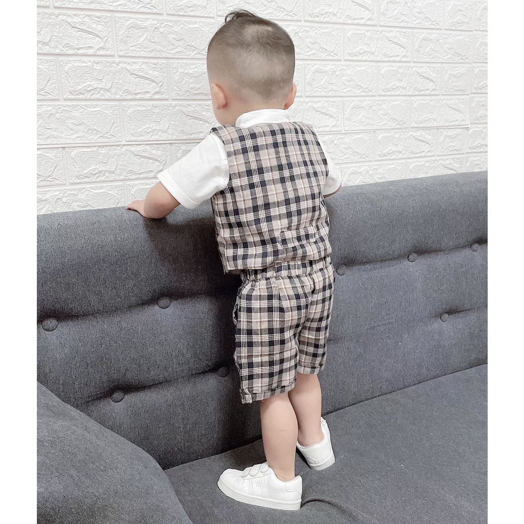 Bộ vest bé trai sơ sinh đến 1 2 3 tuổi mẫu bộ công tử cho bé trai 4 chi tiết dành cho bé Sumin Kid