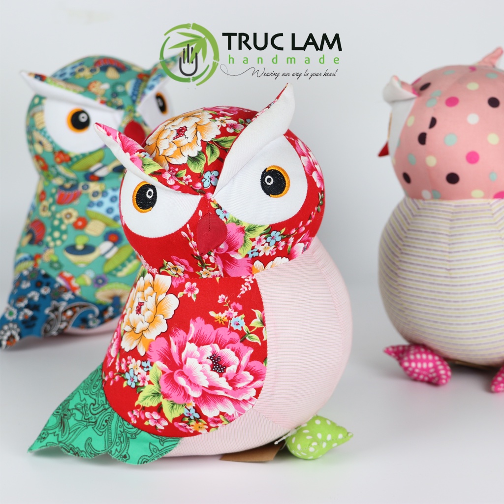 Đồ Chơi Cho Bé Thú Nhồi Bông Hình Cú Mèo Vải Hoa Bông Gòn Cao Cấp - Trúc Lâm Handmade