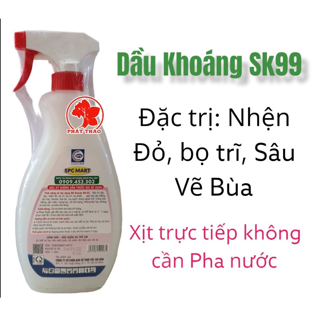 Sản phẩm SK Pray 99EC chai 650ml, phun xịt trực tiếp trừ nhện đỏ, bọ trĩ