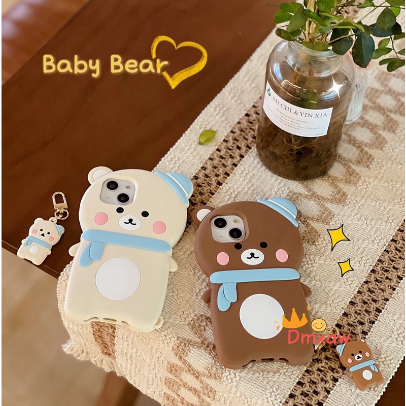 Ốp Điện Thoại Silicon Hình Gấu Nâu Đeo Khăn Choàng Cho iPhone 13 Pro Max 12 11 Pro Max X XR XS Max 8 7 6 6s Plus SE 2020