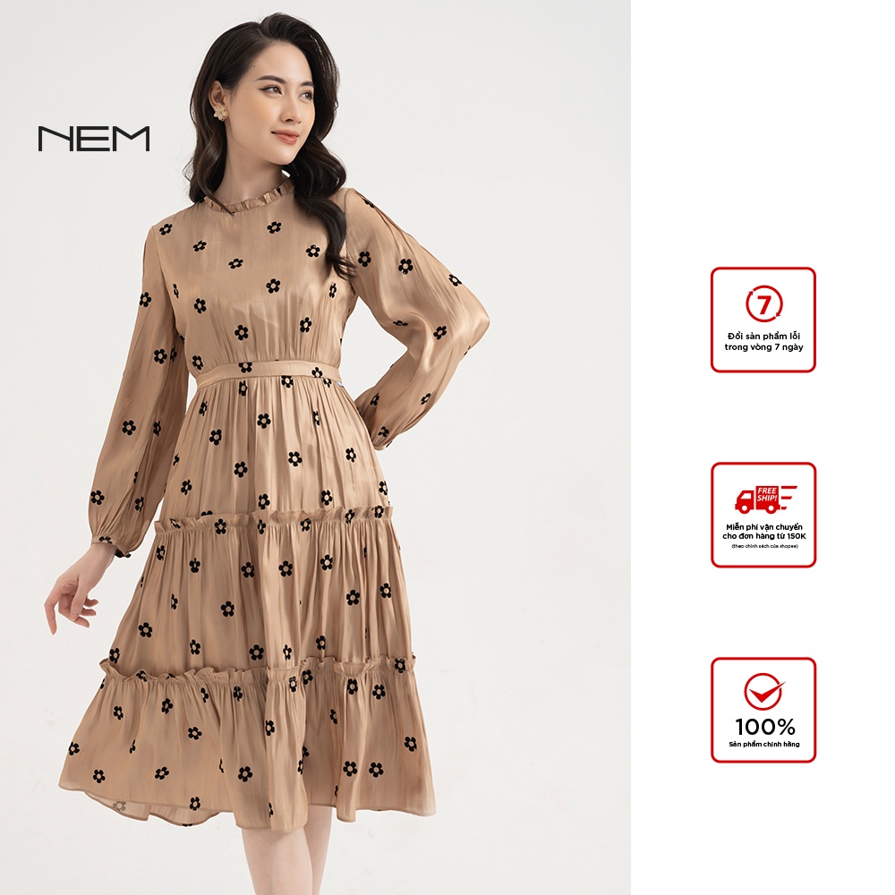 Đầm nữ thiết kế tay dài cao cấp NEM Fashion D09852
