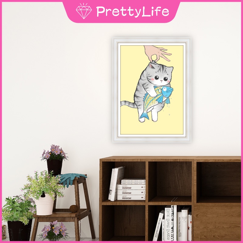 Tranh đính đá 5D tự làm hình mèo con 30x40cm/40x50cm