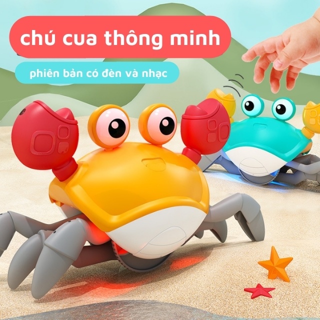Đồ chơi con cua cho bé cảm biến thông minh tự tránh các chướng ngại vật, có đèn và nhạc