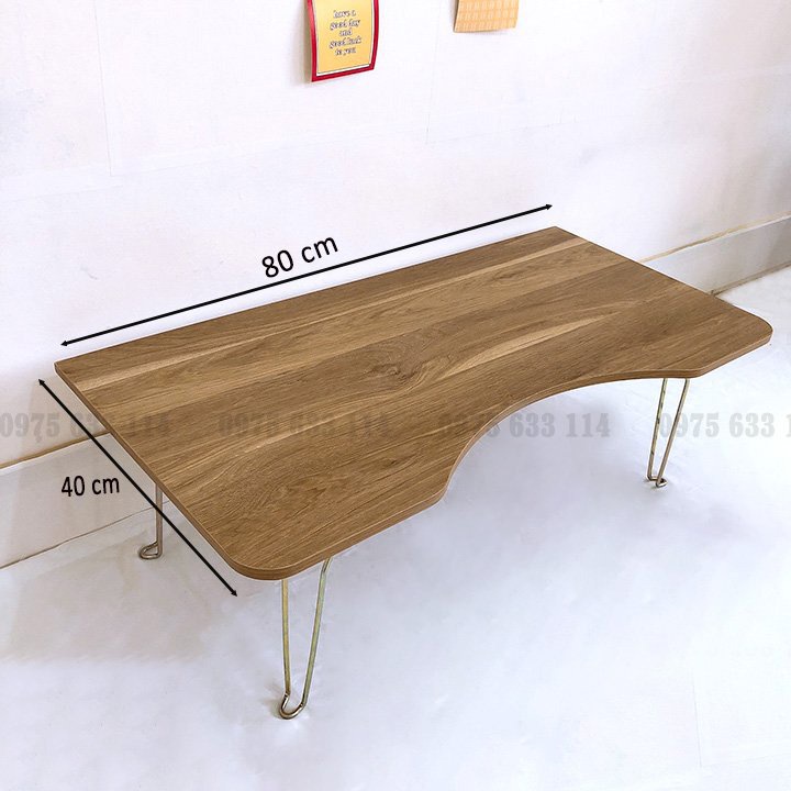 Bàn học gấp gọn FREESHIPBàn gỗ ngồi bệt 40x80cm chân gấp tiện lợi dùng học tập, kê laptop, để đồ (B3)