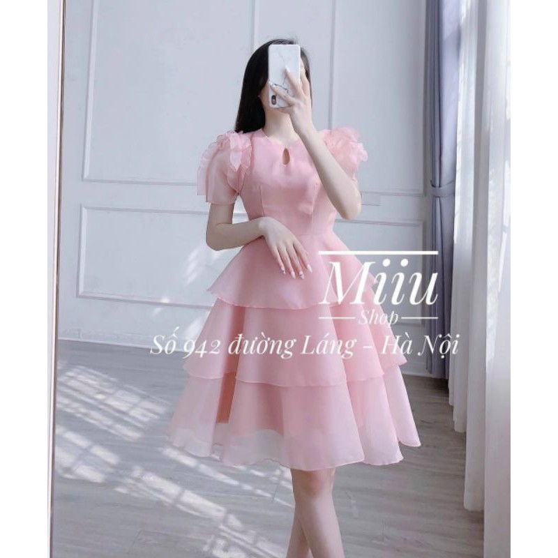 đầm xòe tầng voan kiếng