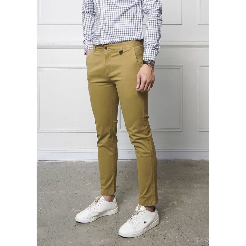 Quần KAKI Nam Cao Câp Màu Vàng Nhạt KA-14 Mẫu trơn, Dáng ôm đứng nhẹ, Chất vải co giãn, Lịch sự, Trẻ trung - DOKI
