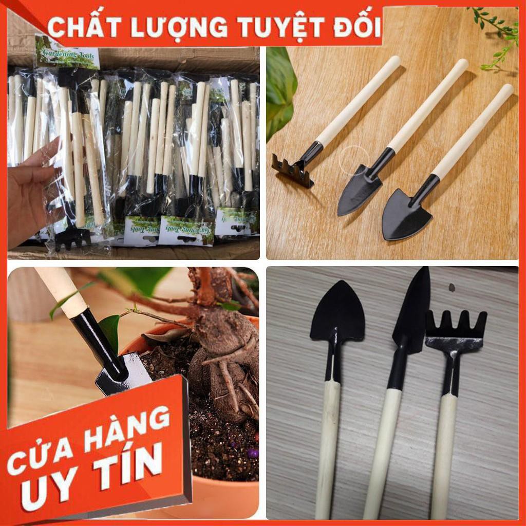 [XẢ KHO+FREE SHIP]  Bộ dụng cụ làm vườn mini chọn bộ 3 món 2 xẻng 1 cào