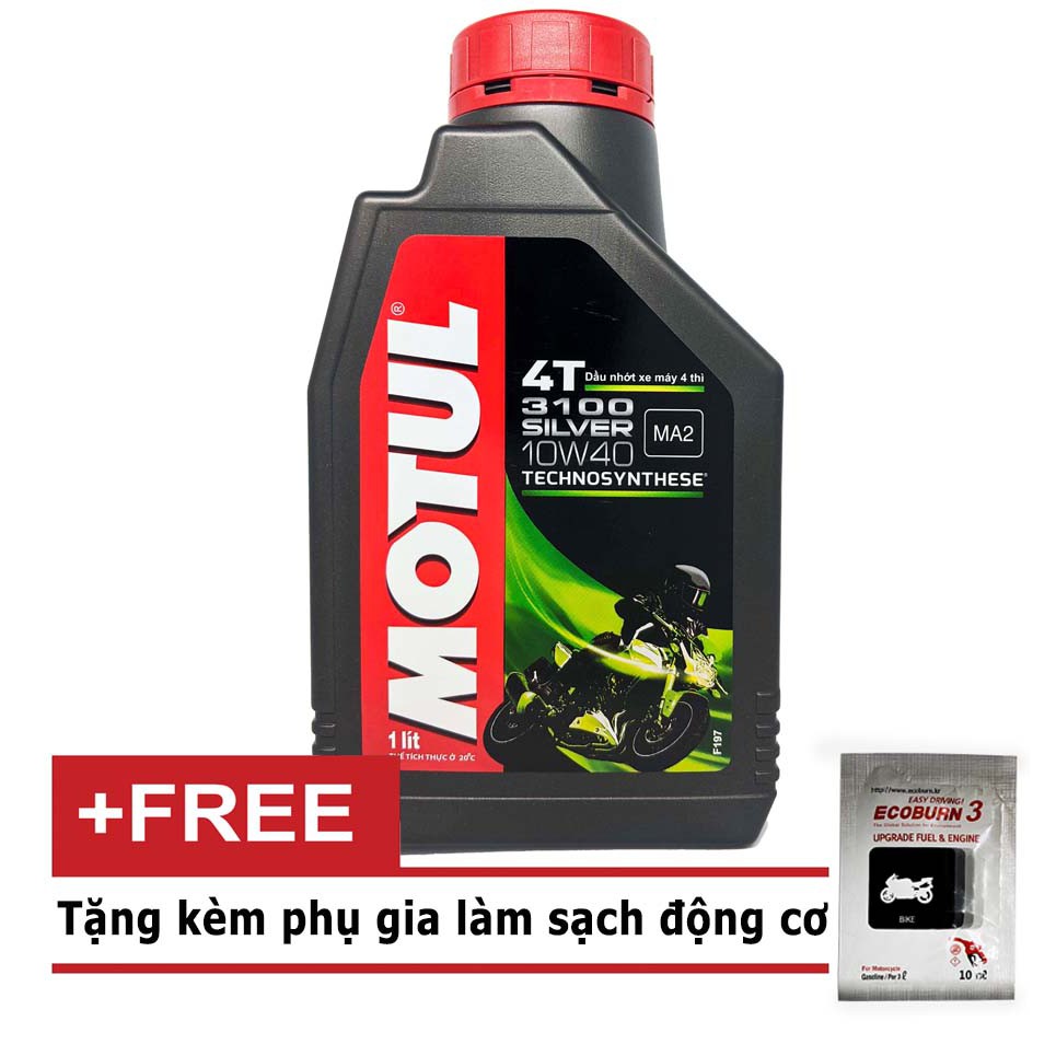 COMBO 1L DẦU NHỚT XE SỐ MOTUL 3100 SILVER 4T 1000ML(1L) -  PHỤ GIA LÀM SẠCH BUỒNG ĐỐT