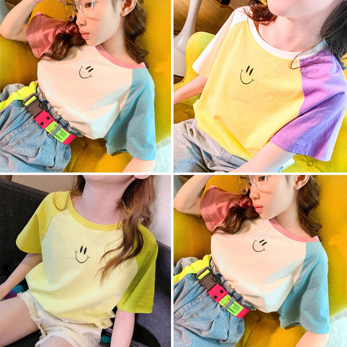 Áo thun tay ngắn thiết kế mới theo phong cách Hàn Quốc thời trang cao cấp mùa hè 2022