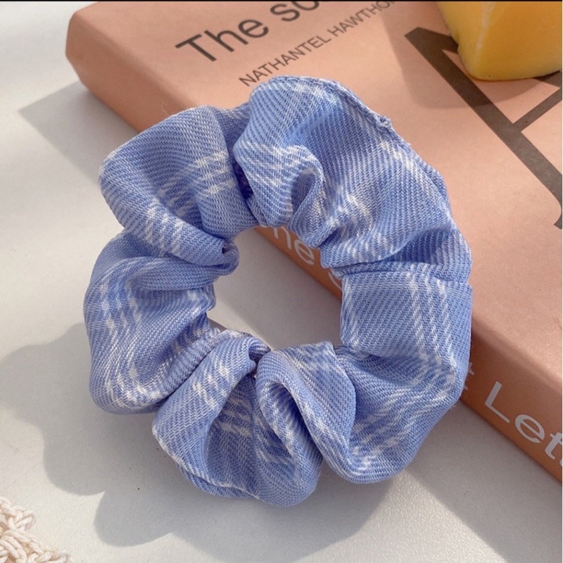 Dây buộc tóc FREESHIPdây cột tóc vải Scunchies nhiều mẫu tone Xanh Biển