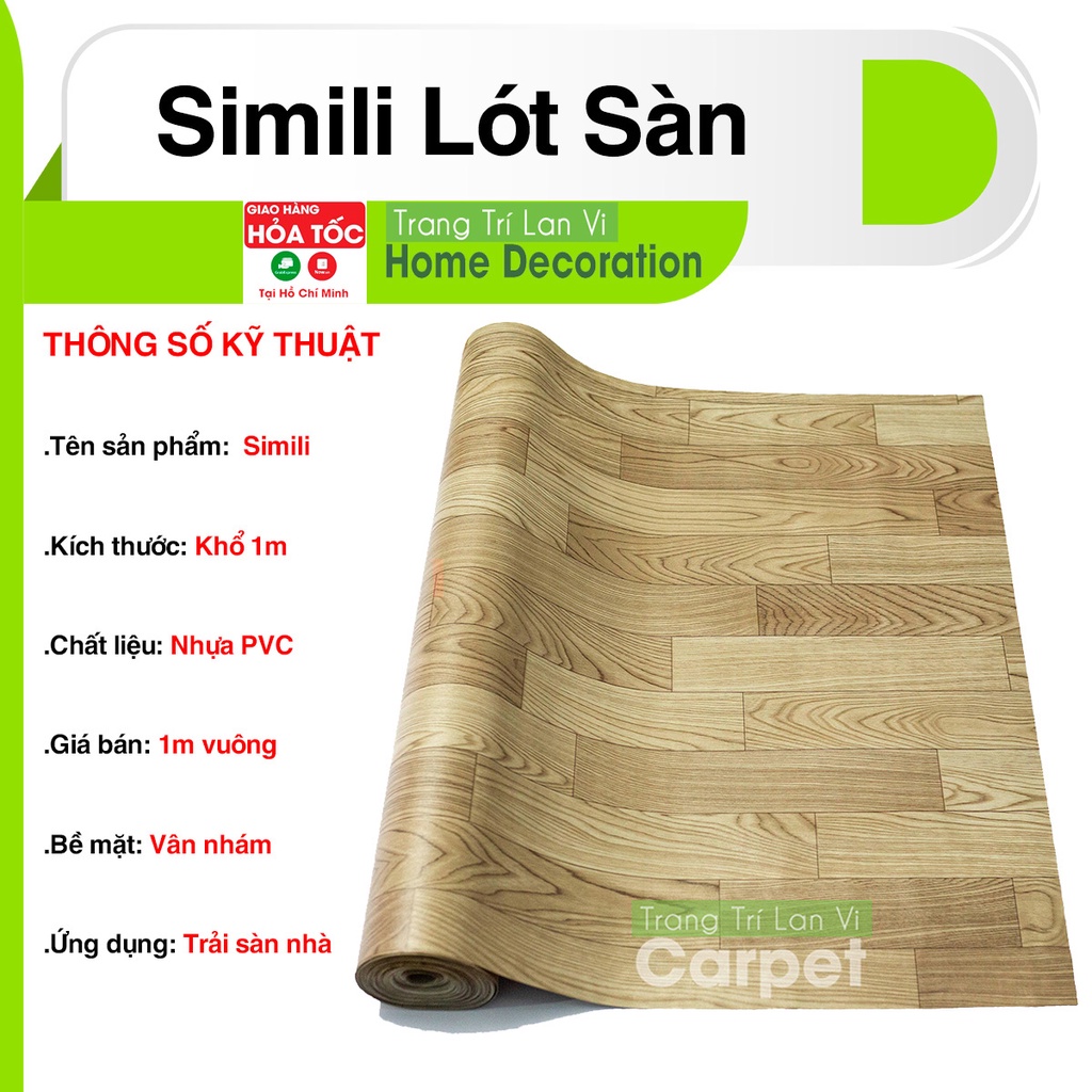 Simili lót sàn nhà trang trí phòng, thảm trải phòng màu xám bạc nền nhựa pvc dày 0.5mm khổ rộng 1m