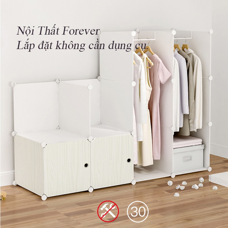 Tủ nhựa cho bé 6 ô 75*111*47cm Decal mèo ngộ nghĩnh màu trắng - Nội Thất Nghệ Thuật Forever | BigBuy360 - bigbuy360.vn
