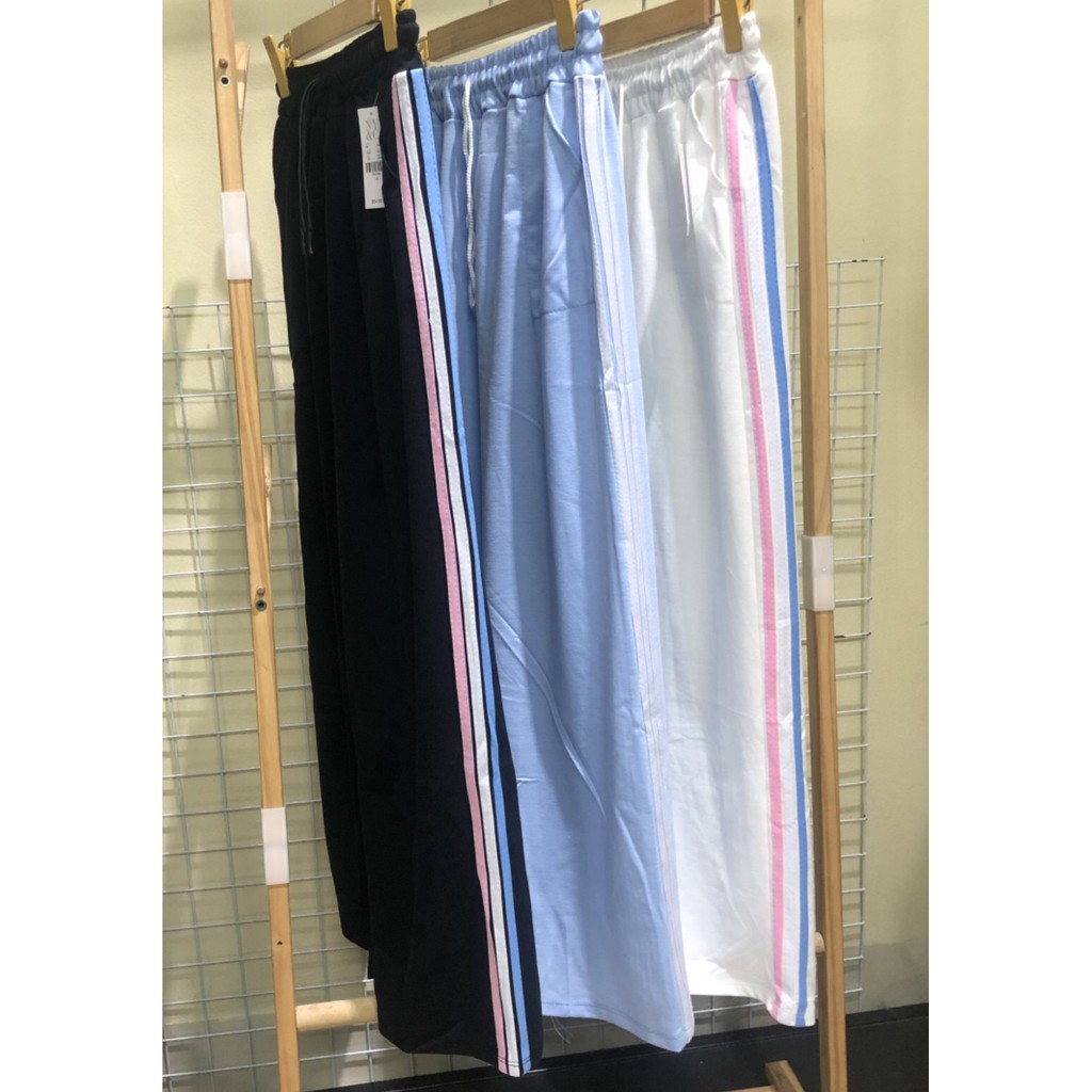 QUẦN ỐNG SUÔNG 3 SỌC PHỐI MÀU UNISEX - QUẦN DÀI SỌC 3 MÀU TRẮNG ĐEN XANH - QUẦN CUL 3 SỌC LINE RIO RAINBOW PANTS